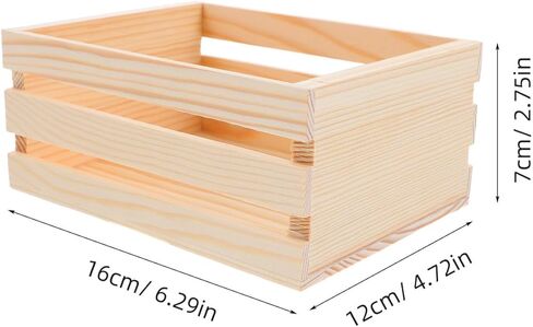 Stobaza Mini Pine Wood Crate ، صندوق قفص التخزين الخشبي الفني ، غير مكتمل ، للمطبخ ، المكتب ، غرفة النوم ، خزانة ، ديكور ريفي ، 6.5x4.1x3.5 في in Kuwait