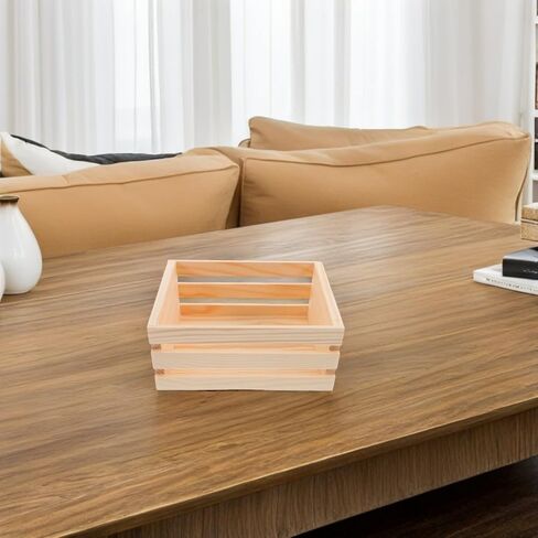 Stobaza Mini Pine Wood Crate ، صندوق قفص التخزين الخشبي الفني ، غير مكتمل ، للمطبخ ، المكتب ، غرفة النوم ، خزانة ، ديكور ريفي ، 6.5x4.1x3.5 في in Kuwait