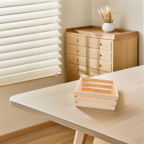 Stobaza Mini Pine Wood Crate ، صندوق قفص التخزين الخشبي الفني ، غير مكتمل ، للمطبخ ، المكتب ، غرفة النوم ، خزانة ، ديكور ريفي ، 6.5x4.1x3.5 في in Kuwait