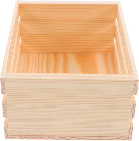 Stobaza Mini Pine Wood Crate ، صندوق قفص التخزين الخشبي الفني ، غير مكتمل ، للمطبخ ، المكتب ، غرفة النوم ، خزانة ، ديكور ريفي ، 6.5x4.1x3.5 في in Kuwait