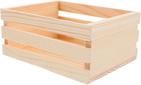Stobaza Mini Pine Wood Crate ، صندوق قفص التخزين الخشبي الفني ، غير مكتمل ، للمطبخ ، المكتب ، غرفة النوم ، خزانة ، ديكور ريفي ، 6.5x4.1x3.5 في in Kuwait