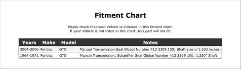 Front Manual Transmission Seal متوافق مع Pontiac GTO 2006 2005 2004 1971 1970 1969 1968 1967 1965 1965 1964 P-2560246 in Saudi Arabia