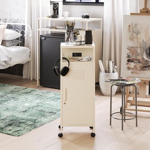 Novogratz Cache Metal Locker-Style Mobile Storage Cart, Powder Blue in Saudi Arabia