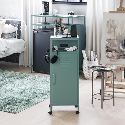 Novogratz Cache Metal Locker-Style Mobile Storage Cart, Powder Blue in Saudi Arabia