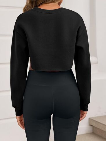 Yousify Womens Long Sleeve Cropped Sweatshirts Workout Casual Pump Gym Cover Ups Bolero Shrugs Y2k Going Out Tops in Kuwait