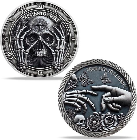 Memento Mori Memento Vivere Coin Stoic Reminder Token Skull Challenge Coin Medallion Stoicism Motivational Gift - Life is Precious in Kuwait