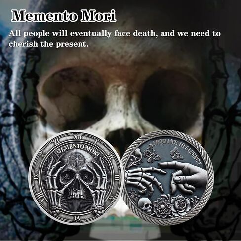 Memento Mori Memento Vivere Coin Stoic Reminder Token Skull Challenge Coin Medallion Stoicism Motivational Gift - Life is Precious in Kuwait