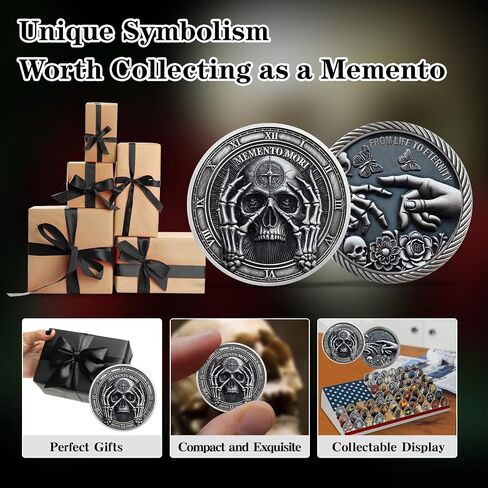 Memento Mori Memento Vivere Coin Stoic Reminder Token Skull Challenge Coin Medallion Stoicism Motivational Gift - Life is Precious in Kuwait