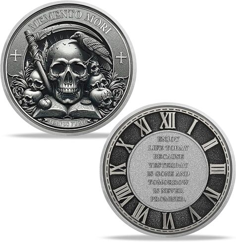 Memento Mori Memento Vivere Coin Stoic Reminder Token Skull Challenge Coin Medallion Stoicism Motivational Gift - Life is Precious in Kuwait