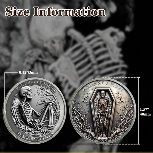 Memento Mori Memento Vivere Coin Stoic Reminder Token Skull Challenge Coin Medallion Stoicism Motivational Gift - Life is Precious in Kuwait