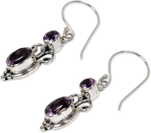 NOVICA Artisan Handmade Amethyst Sterling Silver Dangle Earrings in Saudi Arabia