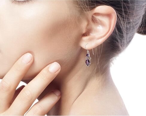 NOVICA Artisan Handmade Amethyst Sterling Silver Dangle Earrings in Saudi Arabia