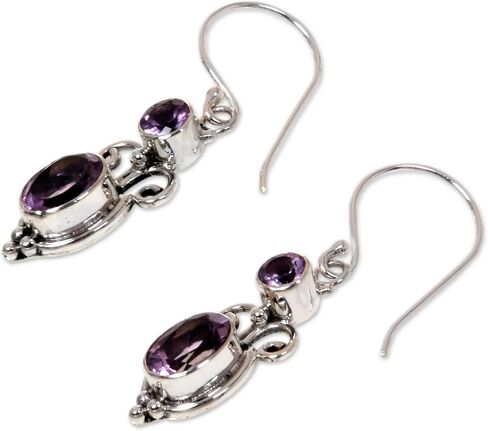 NOVICA Artisan Handmade Amethyst Sterling Silver Dangle Earrings in Saudi Arabia