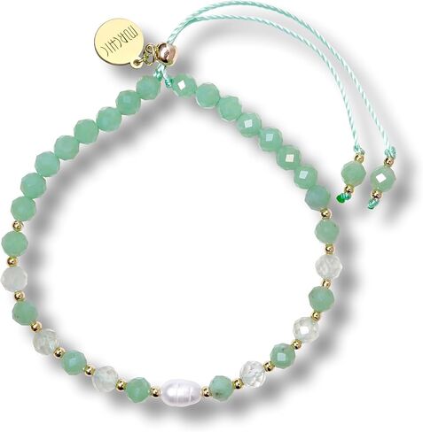 سوار مورتشيك ذو الأوجه الكريمة مطرز بلؤلؤ المياه العذبة مصنوع يدويًا قابل للتعديل للنساء، خرز من الأحجار الكريمة الطبيعية 4 مم، تجهيزات نحاسية مطلية بالذهب عيار 14 قيراط، هدية عيد ميلاد مريحة in Kuwait