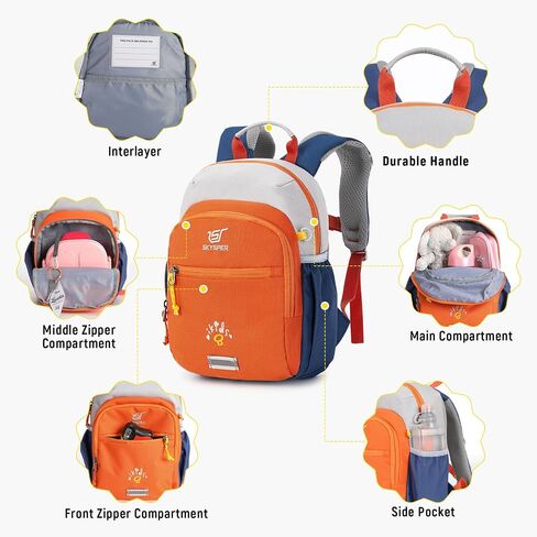 SKYSPER Toddler Backpack for Girls Boys Age 2-8, Cute Small Kids Backpack for Preschool Kindergarten and Travel, Orang in Kuwait