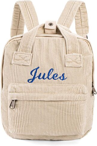 MT WORLD Small Backpack Purse - Personalized Corduroy Backpack with Embroidered Name - Mini Diaper Bag Backpack - Square Casual Vintage Daypack for Travel Day Trips Overnight Birthday (Dark Green in Kuwait