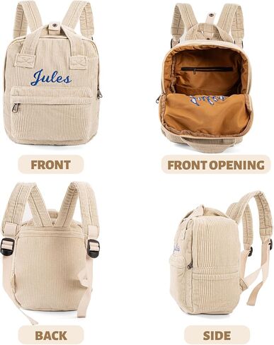 MT WORLD Small Backpack Purse - Personalized Corduroy Backpack with Embroidered Name - Mini Diaper Bag Backpack - Square Casual Vintage Daypack for Travel Day Trips Overnight Birthday (Dark Green in Kuwait