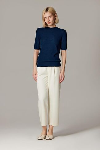 JENNIE LIU Women's 75% Merino Wool 25% Silk Short Sleeve Sweater | Ultra Soft Lightweight Machine Washable Pullover for Women in Saudi Arabia