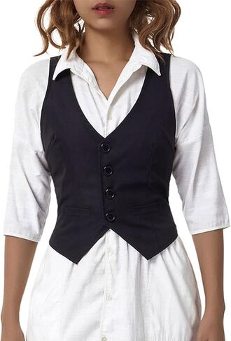 Piacakeece نساء سترة الأزرق الأكياس توبس الخامس زر العنق in Kuwait