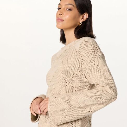 The Drop Women's Katia Basket Weave Cropped Sweater in Kuwait