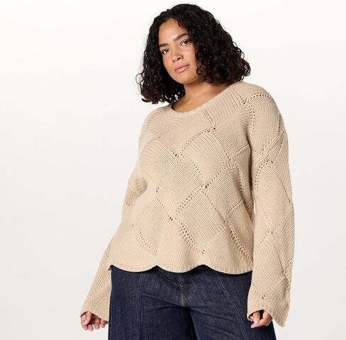 The Drop Women's Katia Basket Weave Cropped Sweater in Kuwait