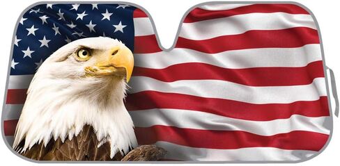 BDK الوطني USA EAGLE FLAG Front Windshield Sunshade-Accordion قابلة للطي الظل التلقائي للسيارة شاحنة سيارات الدفع الرباعي UV Rays Sun Visor Protecor in Saudi Arabia
