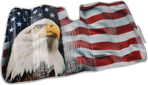 BDK الوطني USA EAGLE FLAG Front Windshield Sunshade-Accordion قابلة للطي الظل التلقائي للسيارة شاحنة سيارات الدفع الرباعي UV Rays Sun Visor Protecor in Saudi Arabia