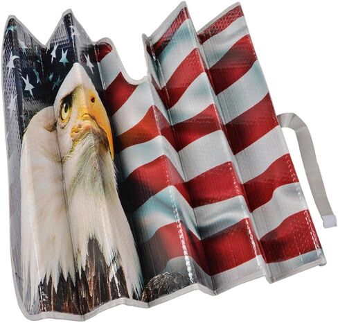 BDK الوطني USA EAGLE FLAG Front Windshield Sunshade-Accordion قابلة للطي الظل التلقائي للسيارة شاحنة سيارات الدفع الرباعي UV Rays Sun Visor Protecor in Saudi Arabia