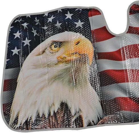 BDK الوطني USA EAGLE FLAG Front Windshield Sunshade-Accordion قابلة للطي الظل التلقائي للسيارة شاحنة سيارات الدفع الرباعي UV Rays Sun Visor Protecor in Saudi Arabia