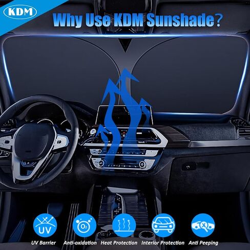 KDM Laser Silver Style Gindshield Sun Shade Fit for Toyo-Ta Rav4 2019 2020 2021 2022 2023 2024 2025 ، Windows Windows Sunshade Protector Sunshad in Saudi Arabia