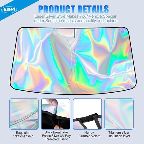 KDM Laser Silver Style Gindshield Sun Shade Fit for Toyo-Ta Rav4 2019 2020 2021 2022 2023 2024 2025 ، Windows Windows Sunshade Protector Sunshad in Saudi Arabia