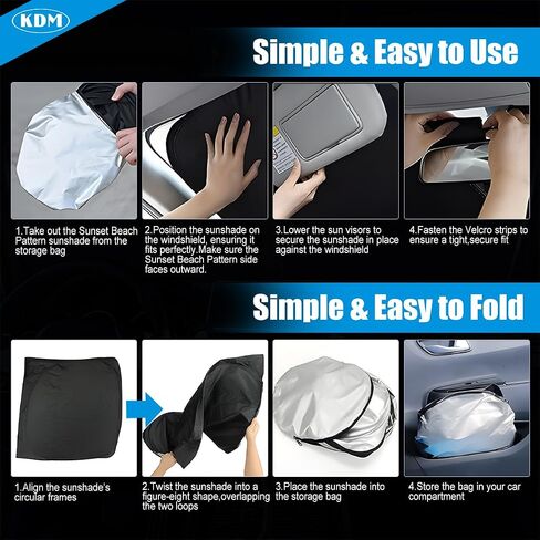 KDM Laser Silver Style Gindshield Sun Shade Fit for Toyo-Ta Rav4 2019 2020 2021 2022 2023 2024 2025 ، Windows Windows Sunshade Protector Sunshad in Saudi Arabia