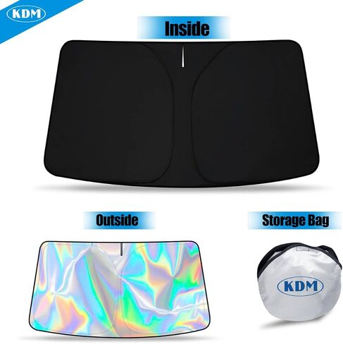 KDM Laser Silver Style Gindshield Sun Shade Fit for Toyo-Ta Rav4 2019 2020 2021 2022 2023 2024 2025 ، Windows Windows Sunshade Protector Sunshad in Saudi Arabia
