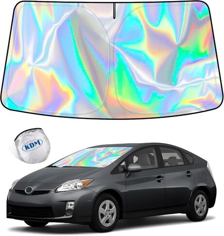 KDM Laser Silver Style Gindshield Sun Shade Fit for Toyo-Ta Rav4 2019 2020 2021 2022 2023 2024 2025 ، Windows Windows Sunshade Protector Sunshad in Saudi Arabia