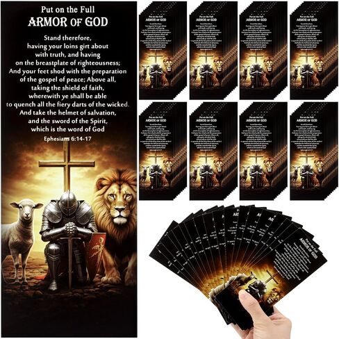 100 Pcs Armor of God Bookmarks Christian Gifts Gifts Bible Verse Bookmarks Bulk Christian Gospel Mission Cards for Class Student Teenager Sunday School Church Sabbath(Silver Black) in Saudi Arabia