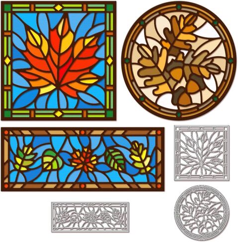 GLOBLELAND Autumn Leaves Stamp Frame Cutting Dies for Card Making Metal Fall Leaves Stamp Frame Die Cuts Cutting Dies Templates for Scrapbooking Journal Paper Craft Decor in Saudi Arabia