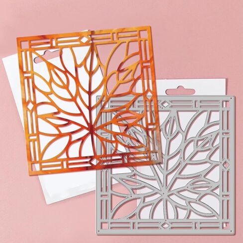 GLOBLELAND Autumn Leaves Stamp Frame Cutting Dies for Card Making Metal Fall Leaves Stamp Frame Die Cuts Cutting Dies Templates for Scrapbooking Journal Paper Craft Decor in Saudi Arabia