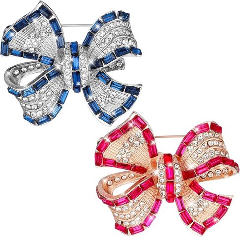 2pcs دبابيس Bow Bow Rhinestone ، بروش طوق القوس اللامع ، ملحق ملابس ، مناسب للنساء ، هدية المرأة in Kuwait