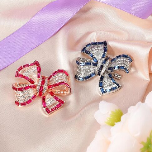 2pcs دبابيس Bow Bow Rhinestone ، بروش طوق القوس اللامع ، ملحق ملابس ، مناسب للنساء ، هدية المرأة in Kuwait