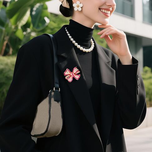 2pcs دبابيس Bow Bow Rhinestone ، بروش طوق القوس اللامع ، ملحق ملابس ، مناسب للنساء ، هدية المرأة in Kuwait