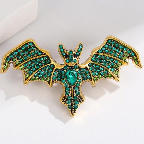 Gothic Bat Brooch Vintage Crystal Vampire Lapel Pins Punk Style Bat Collar Pin Goth Mysterious Witch Jewelry Halloween Party Costume Accessories in Saudi Arabia