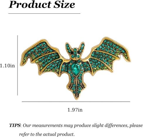 Gothic Bat Brooch Vintage Crystal Vampire Lapel Pins Punk Style Bat Collar Pin Goth Mysterious Witch Jewelry Halloween Party Costume Accessories in Saudi Arabia