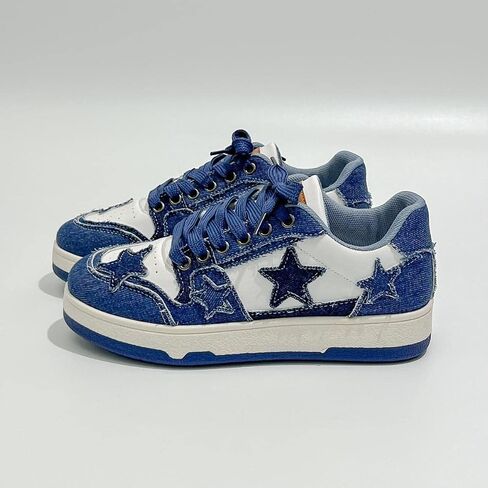 Cute Star Sneakers PU Leather Stylish Lace Up Flat Skate Shoes for Women Casual Comfortable Non Slip Fashionable Streetwear Versatile Daily Wear in Saudi Arabia