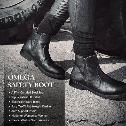 Xena Workwear Omega EH Steel Toe Women's Chelsea Work Boots, Slip Resistant, ASTM F2413-24 Certified, OSHA Compliant, Electrical Hazard EH, Full-Grain Leather in Saudi Arabia
