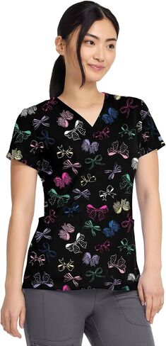 Med Couture Prints Women Scrubs Top V-Neck Print MC8564 in Kuwait