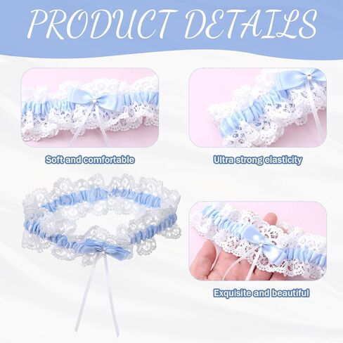 Giantree Blue Bride Wedding Garter, Bow Garters for Bride, Lace Stretchable Leg Garter Weddings for Brides Plus Size, Thigh Garters Elegant Wedding Accessories ifts for Women and Girls in Saudi Arabia