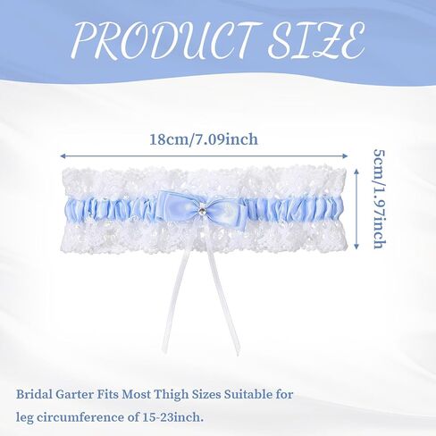 Giantree Blue Bride Wedding Garter, Bow Garters for Bride, Lace Stretchable Leg Garter Weddings for Brides Plus Size, Thigh Garters Elegant Wedding Accessories ifts for Women and Girls in Saudi Arabia