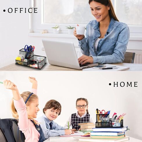 حامل أقلام لتنظيم مكتب Ludato للمكتب، 4 مقصورات تخزين حامل أقلام شبكي أسود لملحقات مكتب المكتب in Kuwait