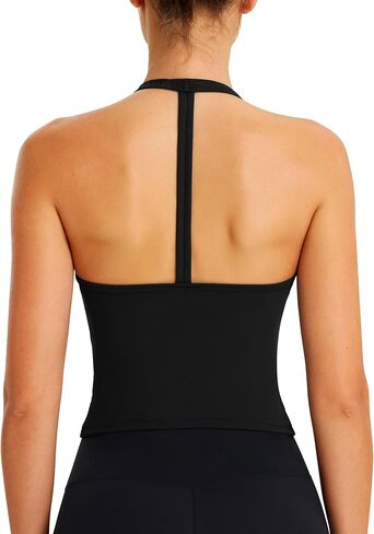 ABOCIW WOMENS STRAPTE TANK TANK مع بنيت في صدرية عاجزة عن الرقبة Longline Sports Sports Bras Yoga Gym Tops الرياضية in Saudi Arabia