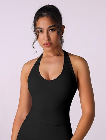 ABOCIW WOMENS STRAPTE TANK TANK مع بنيت في صدرية عاجزة عن الرقبة Longline Sports Sports Bras Yoga Gym Tops الرياضية in Saudi Arabia